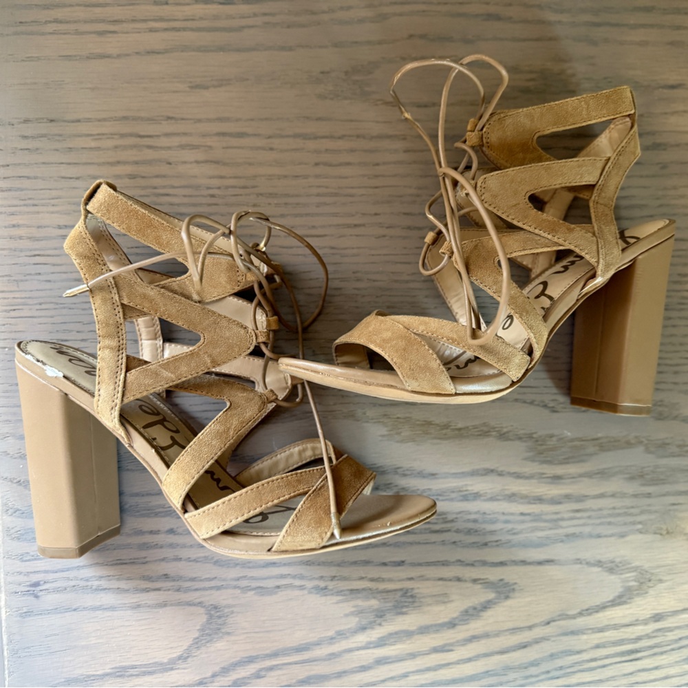 SAM EDELMAN Lace Up Sandals Tan 6.5